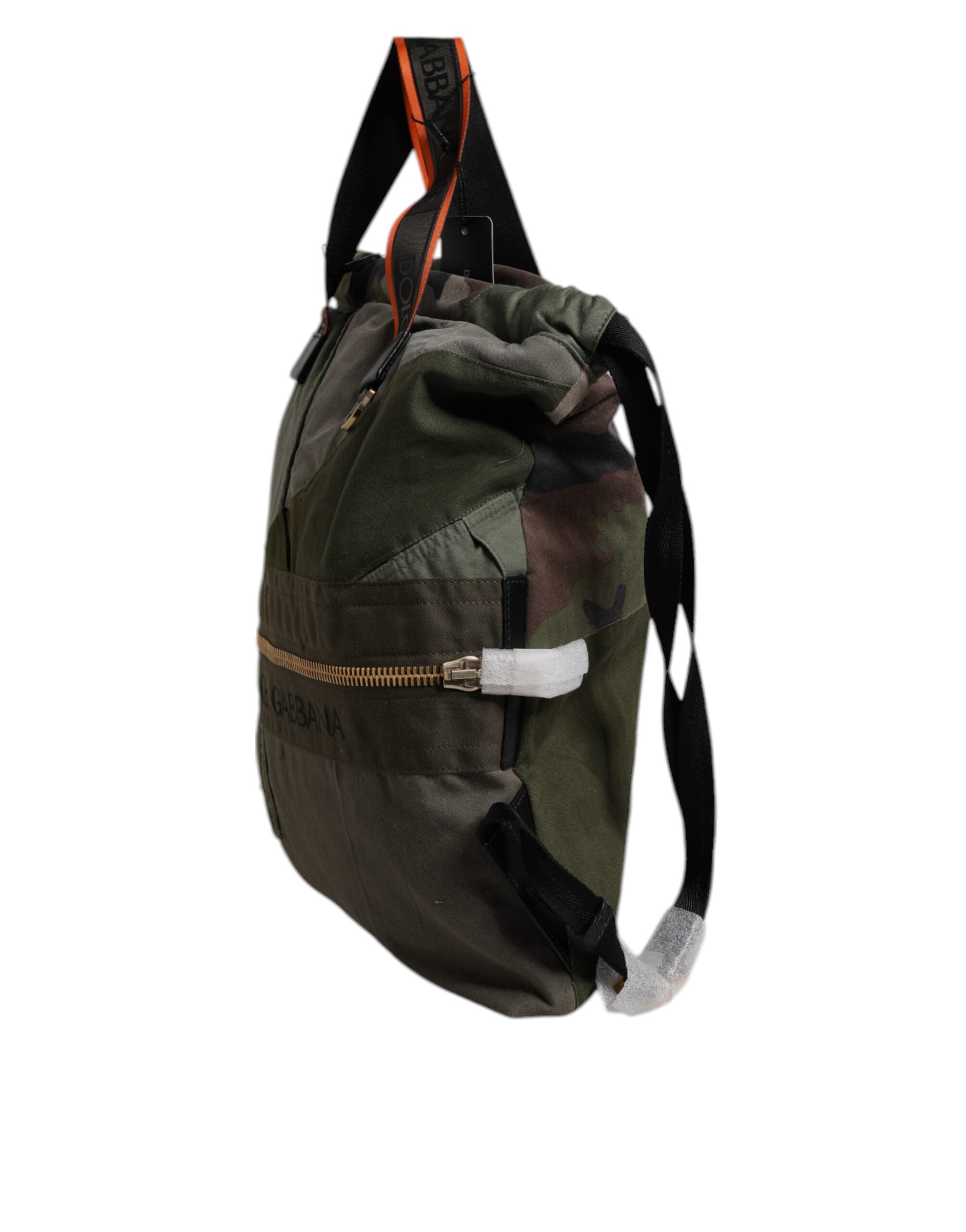 Dolce & Gabbana Military Green Cotton Calf Leather Rucksack Backpack