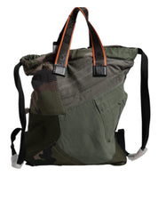 Dolce & Gabbana Military Green Cotton Calf Leather Rucksack Backpack