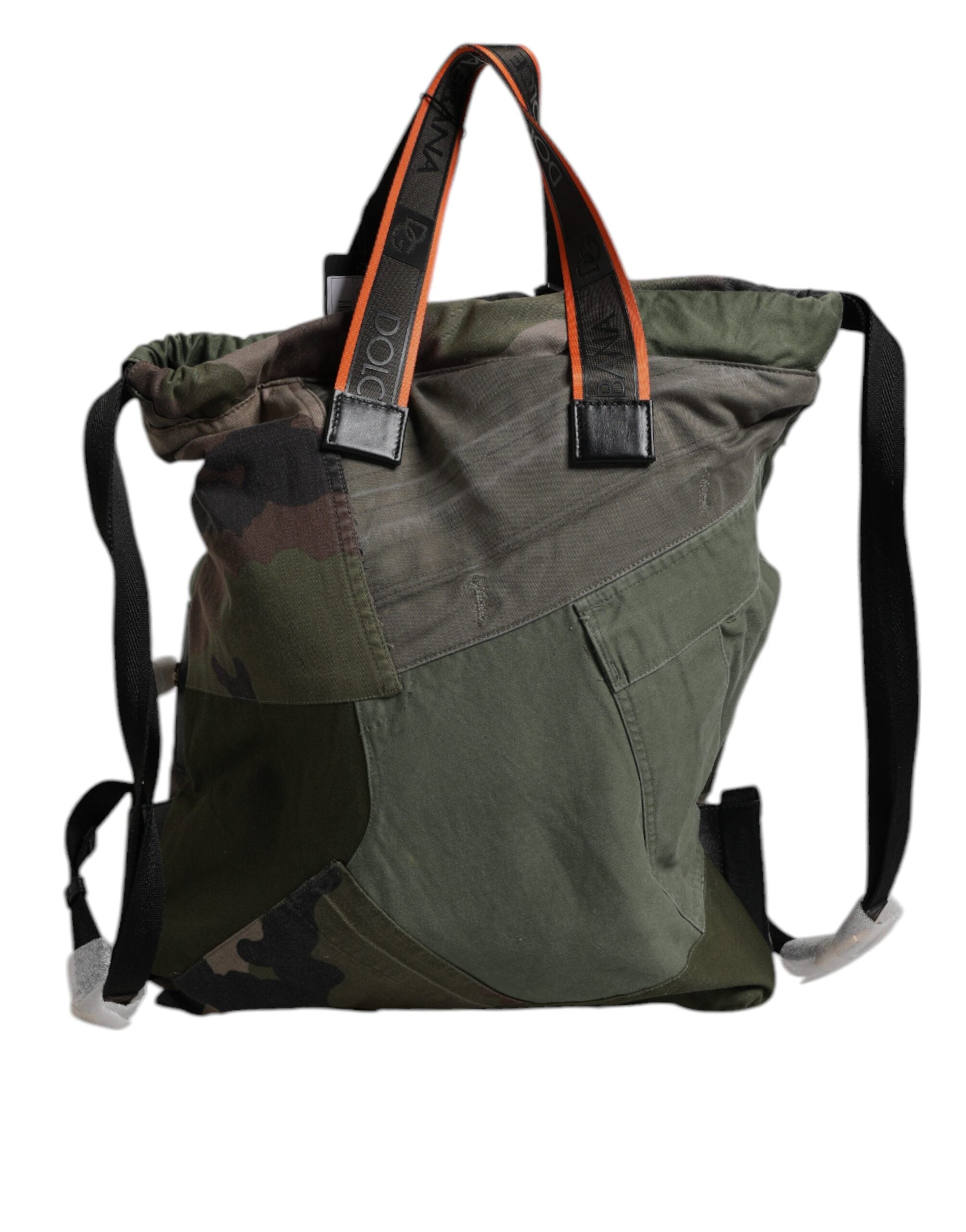 Dolce & Gabbana Military Green Cotton Calf Leather Rucksack Backpack