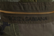 Dolce & Gabbana Military Green Cotton Calf Leather Nylon Rucksack Backpack Bag