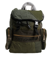 Dolce & Gabbana Military Green Cotton Calf Leather Travel Backpack