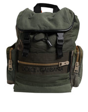 Dolce & Gabbana Military Green Cotton Calf Leather Backpack