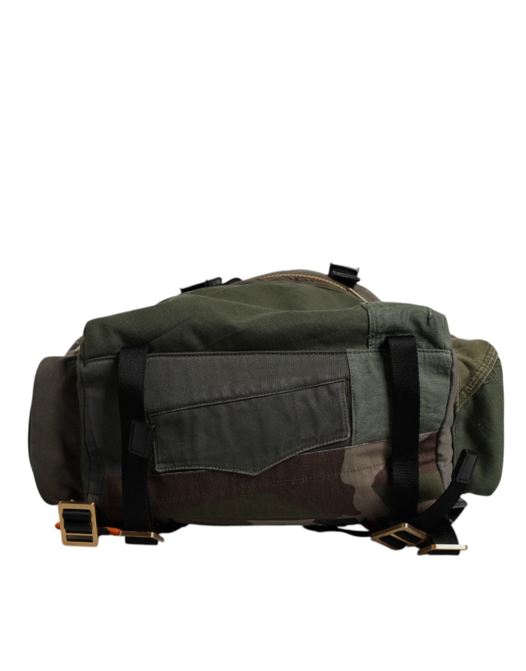 Dolce & Gabbana Military Green Cotton Calf Leather Travel Backpack Bag