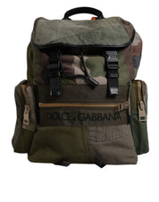Dolce & Gabbana Military Green Cotton Calf Leather Backpack