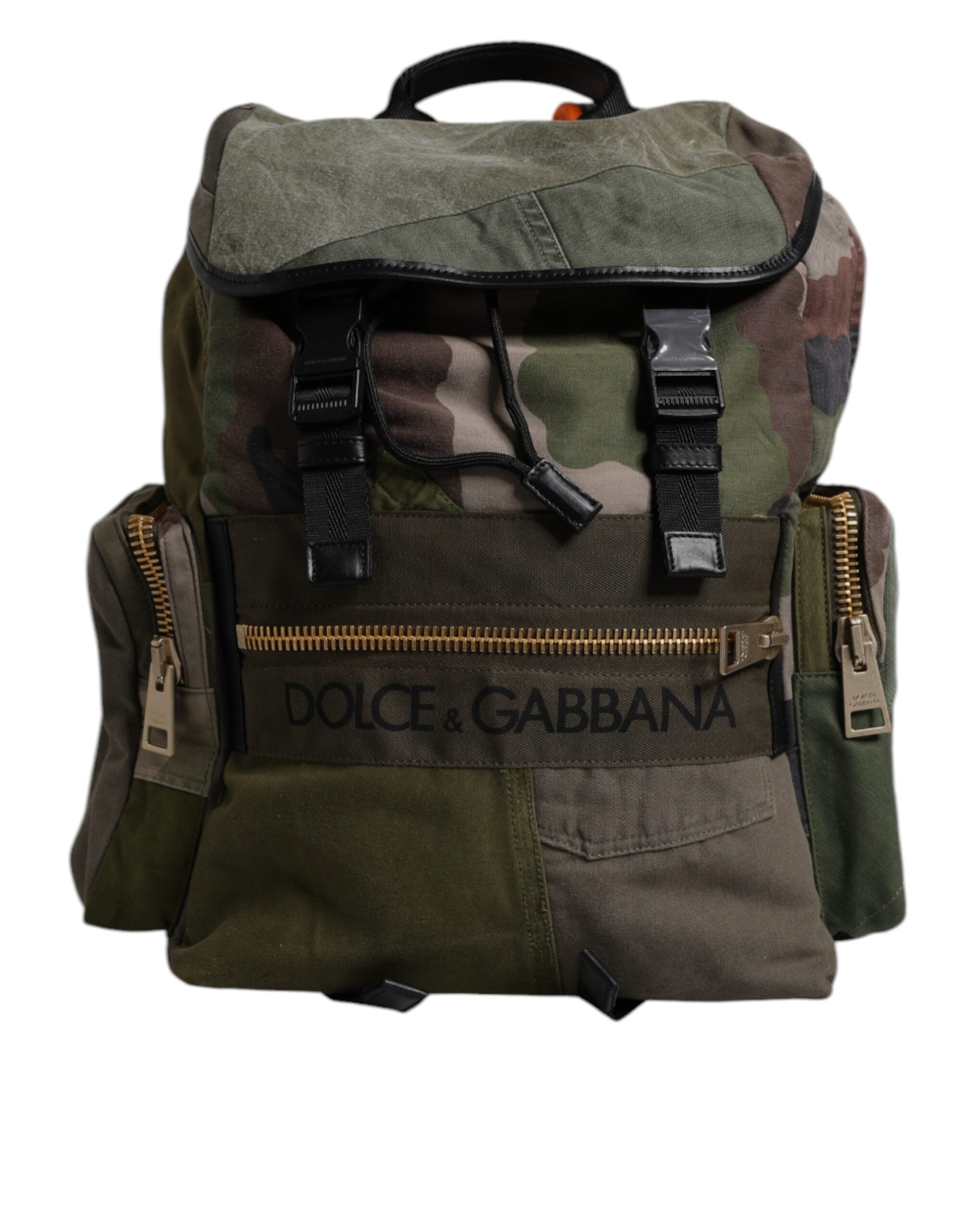 Dolce & Gabbana Military Green Cotton Calf Leather Backpack