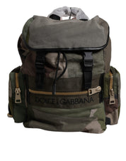 Dolce & Gabbana Military Green Cotton Calf Leather Nylon Backpack