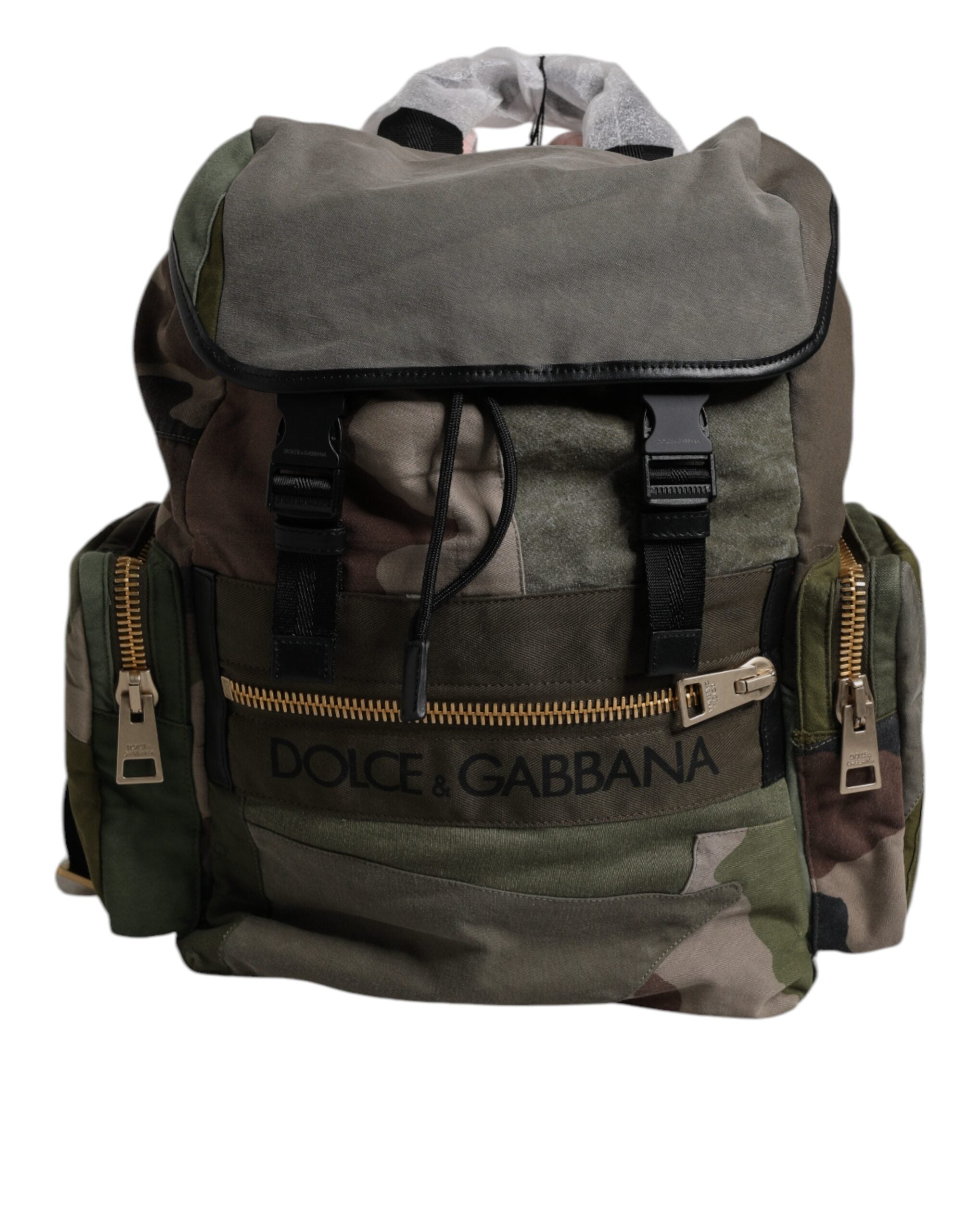 Dolce & Gabbana Military Green Cotton Calf Leather Nylon Backpack