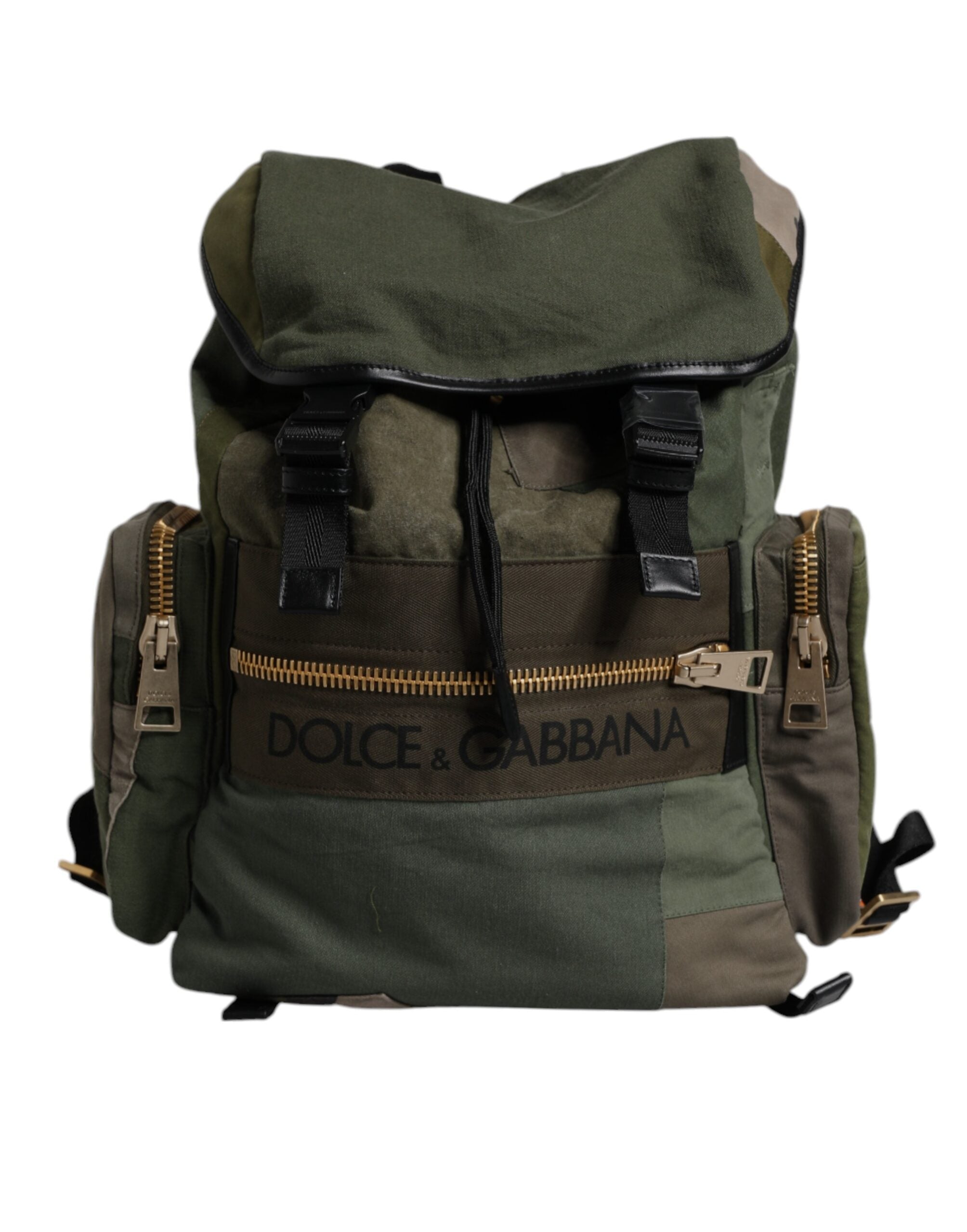 Dolce & Gabbana Military Green Cotton Calf Leather Backpack