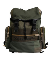 Dolce & Gabbana Military Green Cotton Calf Leather Backpack