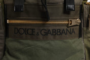 Dolce & Gabbana Military Green Cotton Calf Leather Backpack