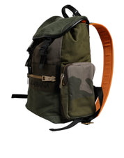 Dolce & Gabbana Military Green Cotton Calf Leather Travel Backpack