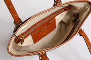 Brown Leopard Leather Shoulder Strap Tote Bag
