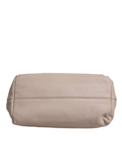 Light Pink Deer Leather Logo Plaque Tote Top Handle Bag