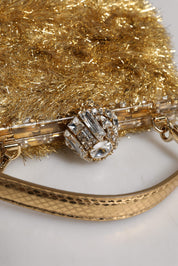 Guld Vanda kedjeband, paljettprydd, kristallklänning, kvällshandväska