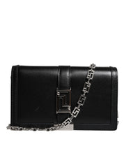 Versace Black Calfskin Leather Shoulder Crossbody Bag