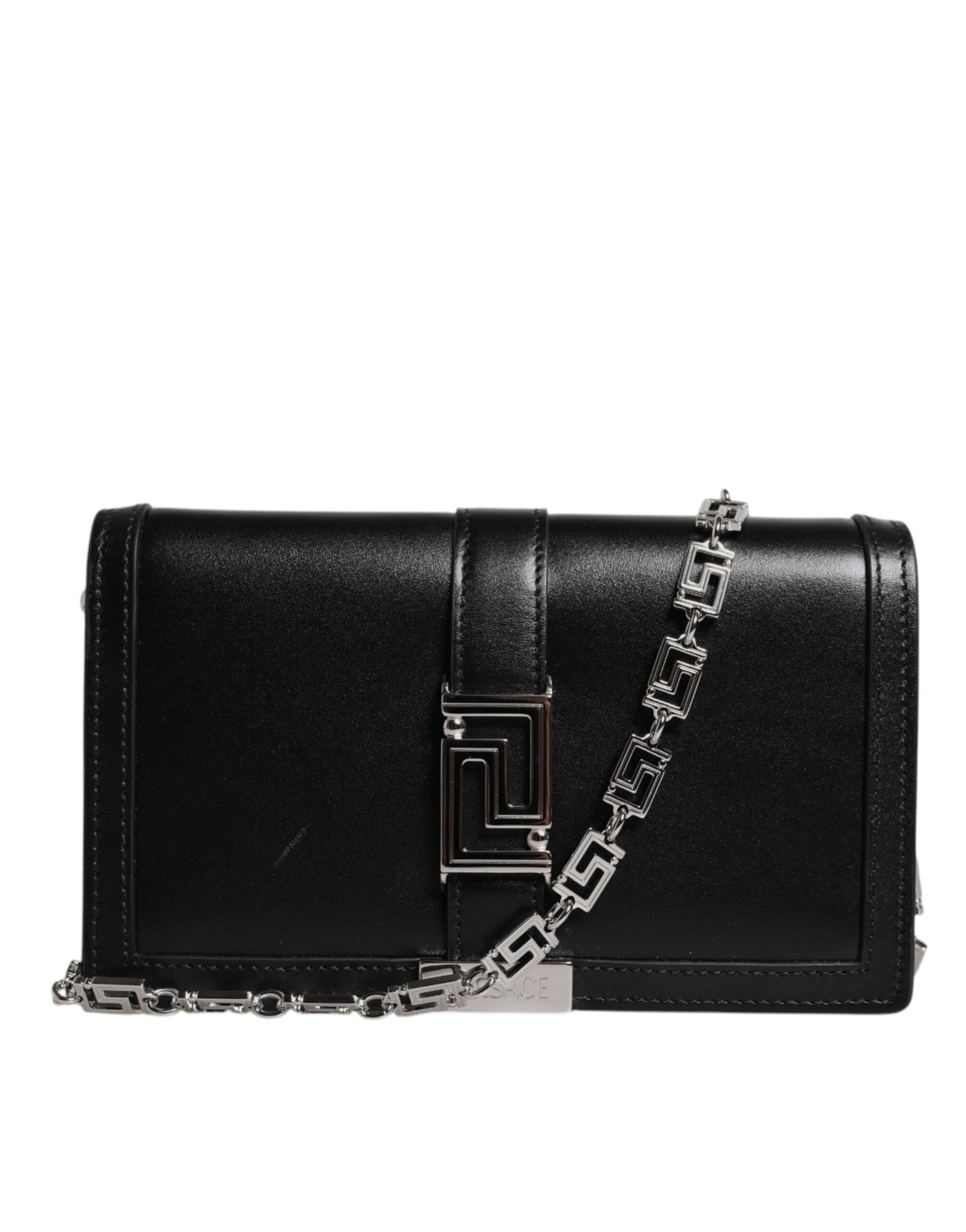 Versace Black Calfskin Leather Shoulder Crossbody Bag