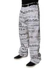 White Logo Print Straight Men Denim Jeans