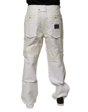 White Linen Mid Waist Straight Men Denim Jeans