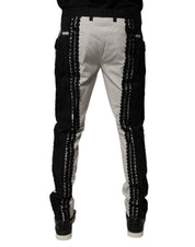 White Lace Trim Mid Waist Dress Formal Pants