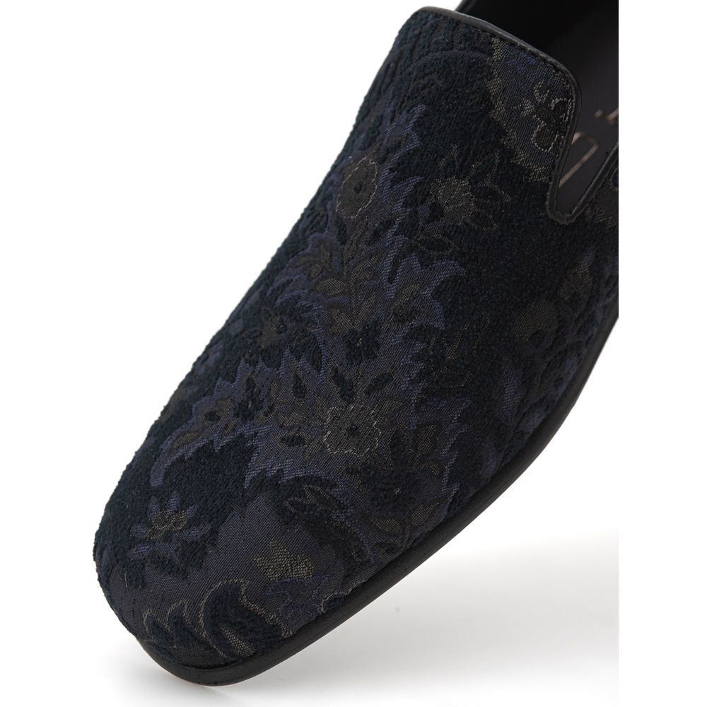 Etro Blue Jacquard Floral Slip-On Loafers