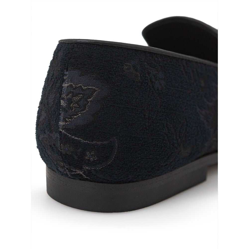 Etro Blue Jacquard Floral Slip-On Loafers