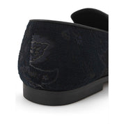 Etro Blue Jacquard Floral Slip-On Loafers