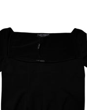 Black Square Neckline Long Sleeves Sweater