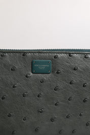 Dolce & Gabbana Green Ostrich Continental Wallet with Logo Plaque