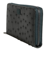 Dolce & Gabbana Green Ostrich Continental Wallet with Logo Plaque
