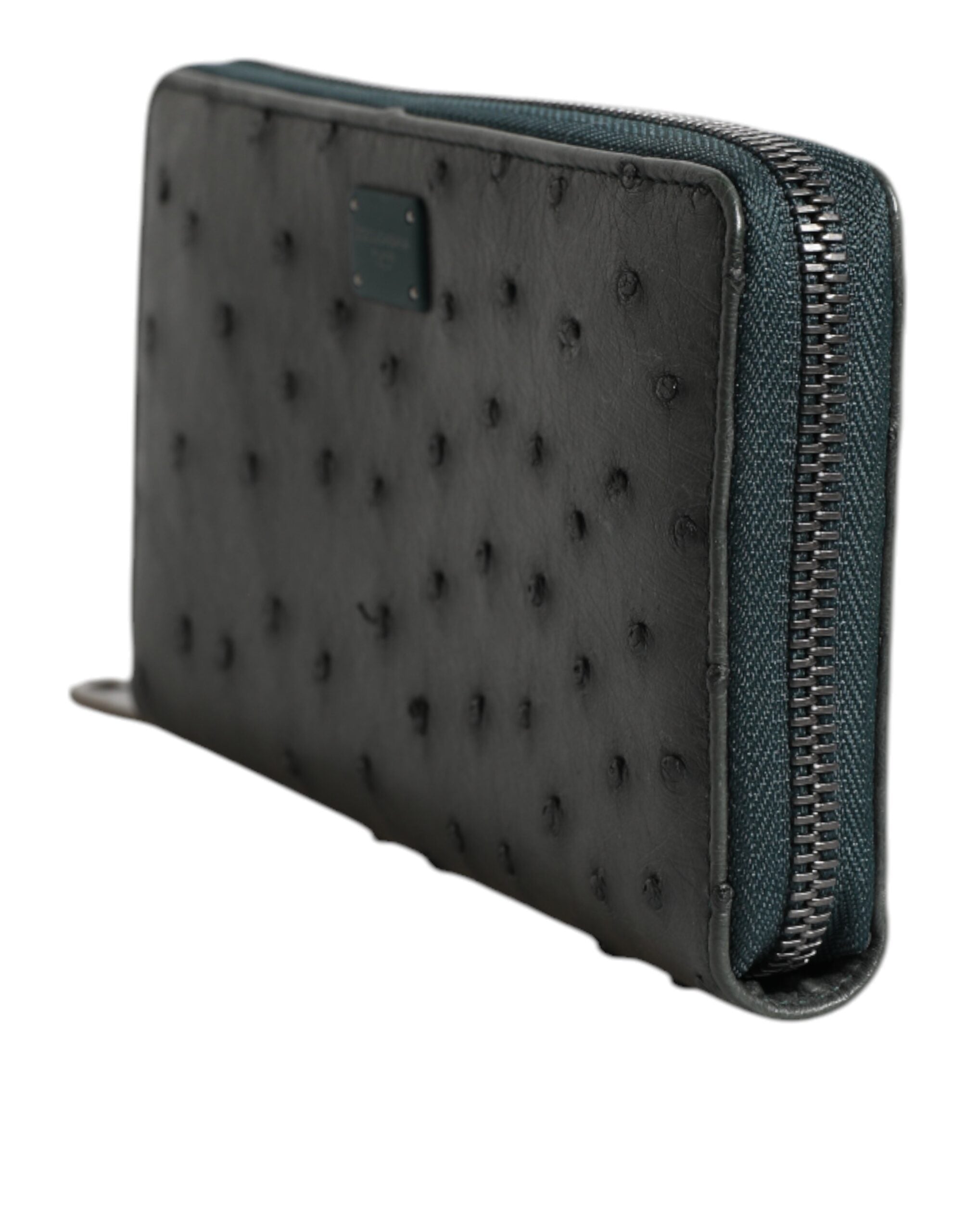 Dolce & Gabbana Green Ostrich Continental Wallet with Logo Plaque