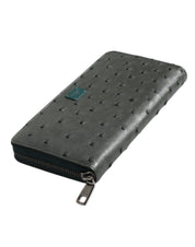 Dolce & Gabbana Green Ostrich Continental Wallet with Logo Plaque
