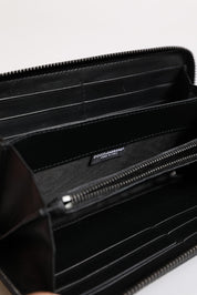 Black Blue Exotic Leather Embossed Continental Wallet