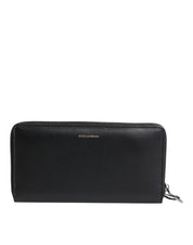Dolce & Gabbana Black Blue Calfskin Continental Wallet