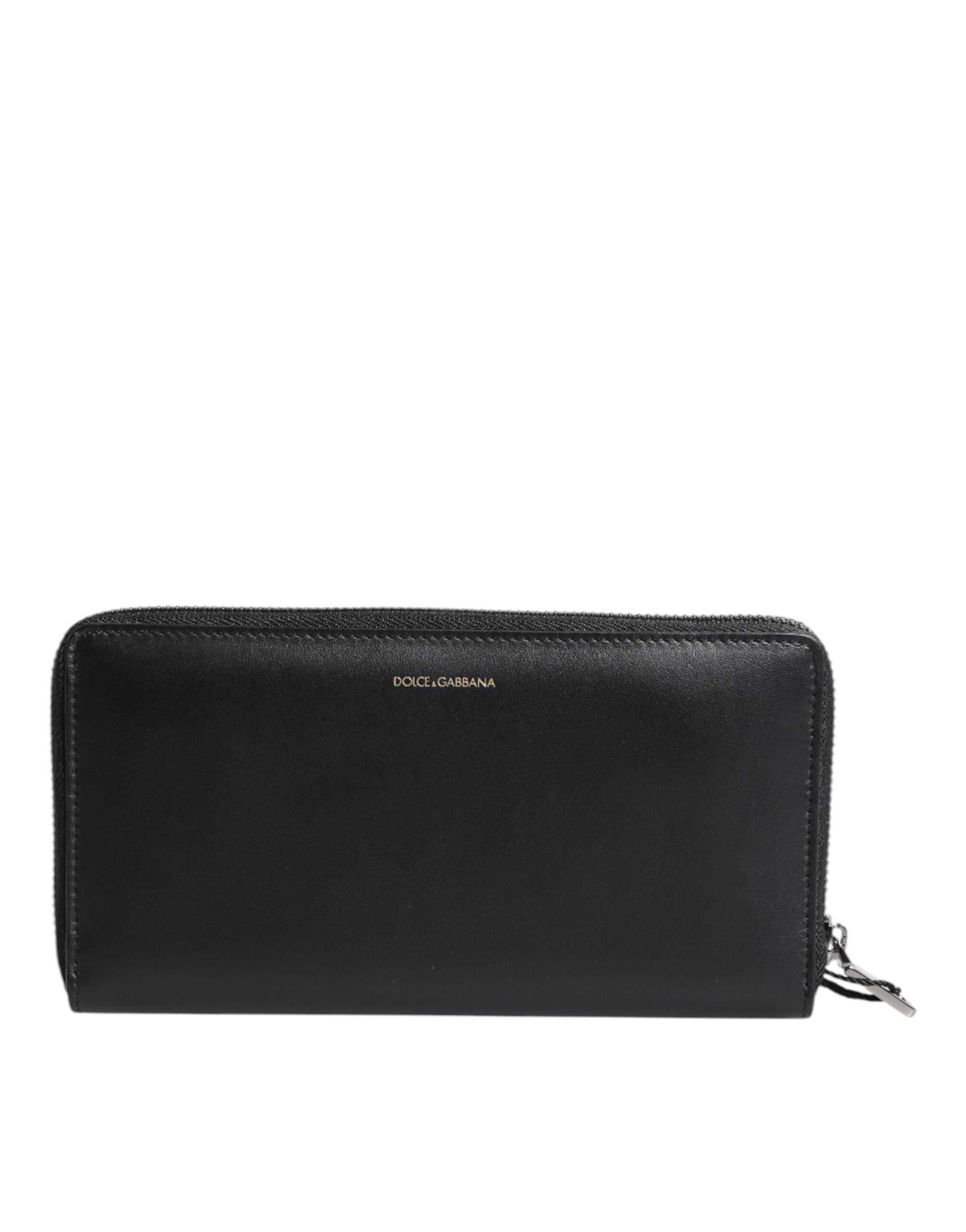 Dolce & Gabbana Black Blue Calfskin Continental Wallet