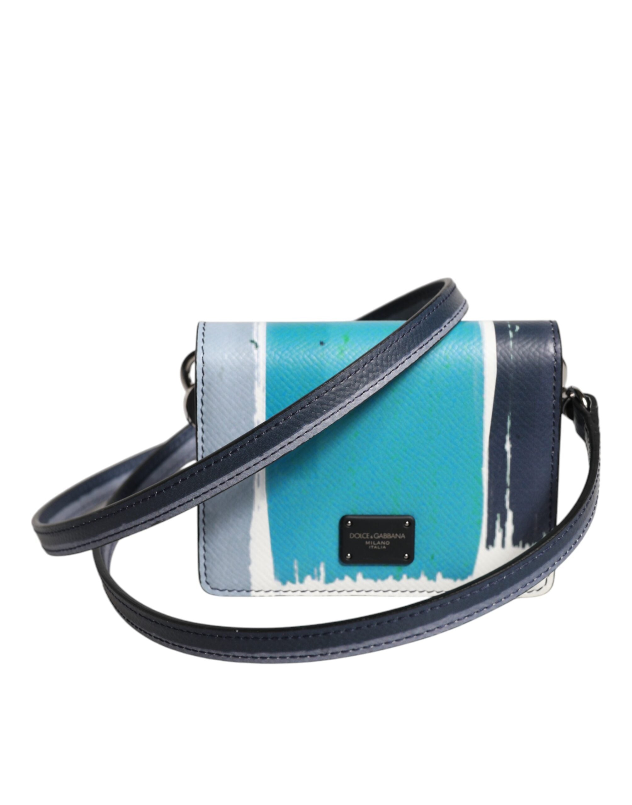 Flerfärgad läderplånbok med DG-logo, vikbar för kort.