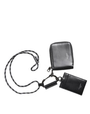 Dolce & Gabbana Black Leather Card Holder Wallet
