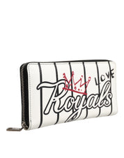 White Leather DG Crown Royals Continental Zip Around Wallet