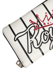 White Leather DG Crown Royals Continental Zip Around Wallet