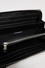 White Leather DG Crown Royals Continental Zip Around Wallet