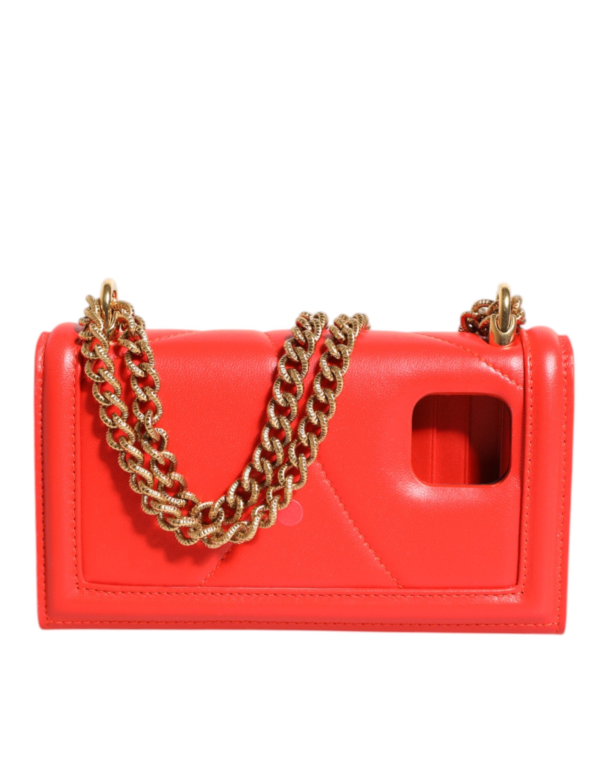Röd läderfodrade, quiltade Crossbody-mobilfodralväska med Devotion-motiv