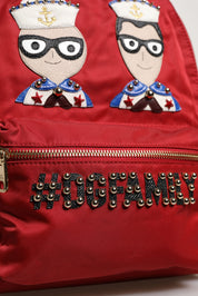 Dolce & Gabbana Red Nylon Calf Leather Backpack