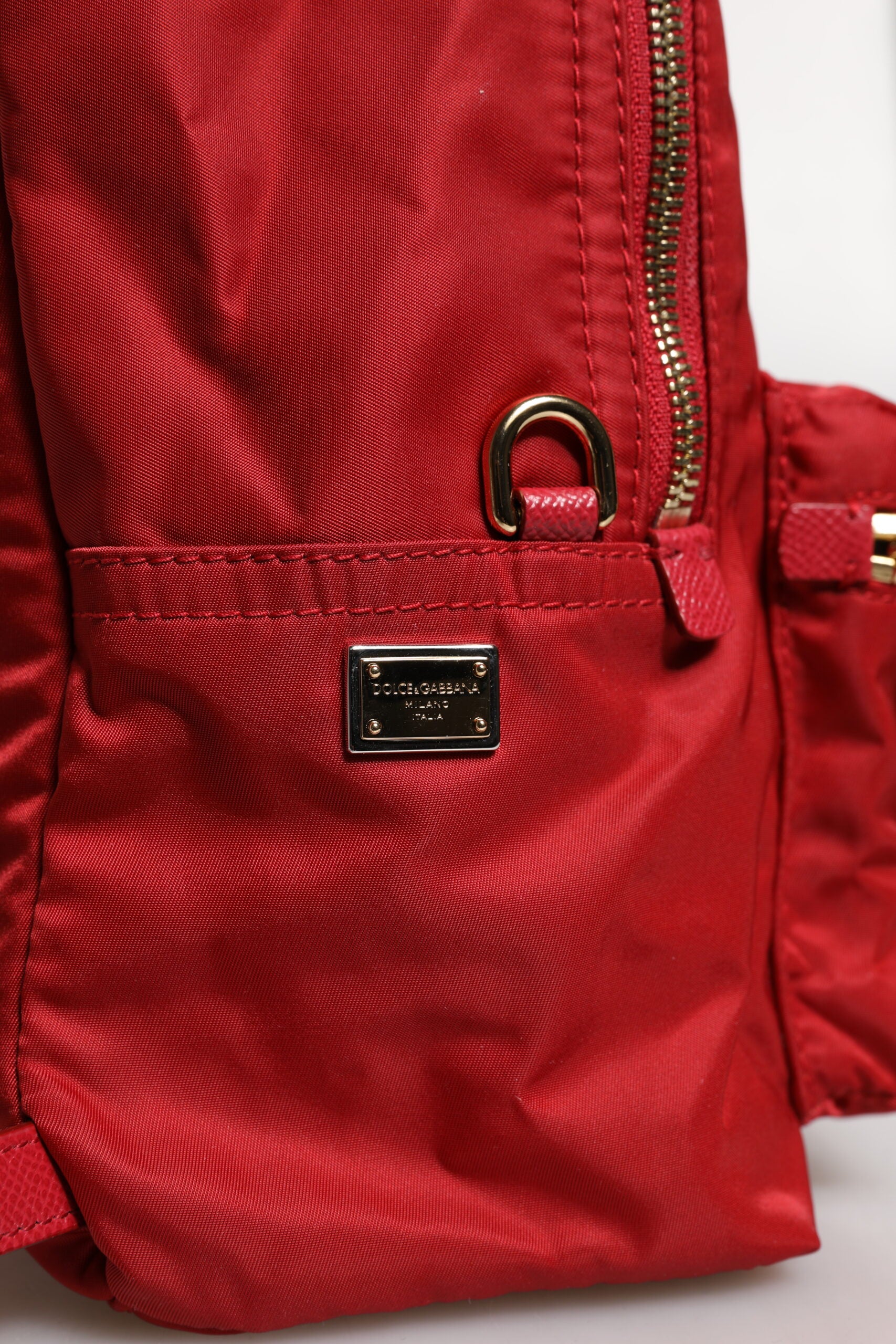 Dolce & Gabbana Red Nylon Calf Leather Backpack