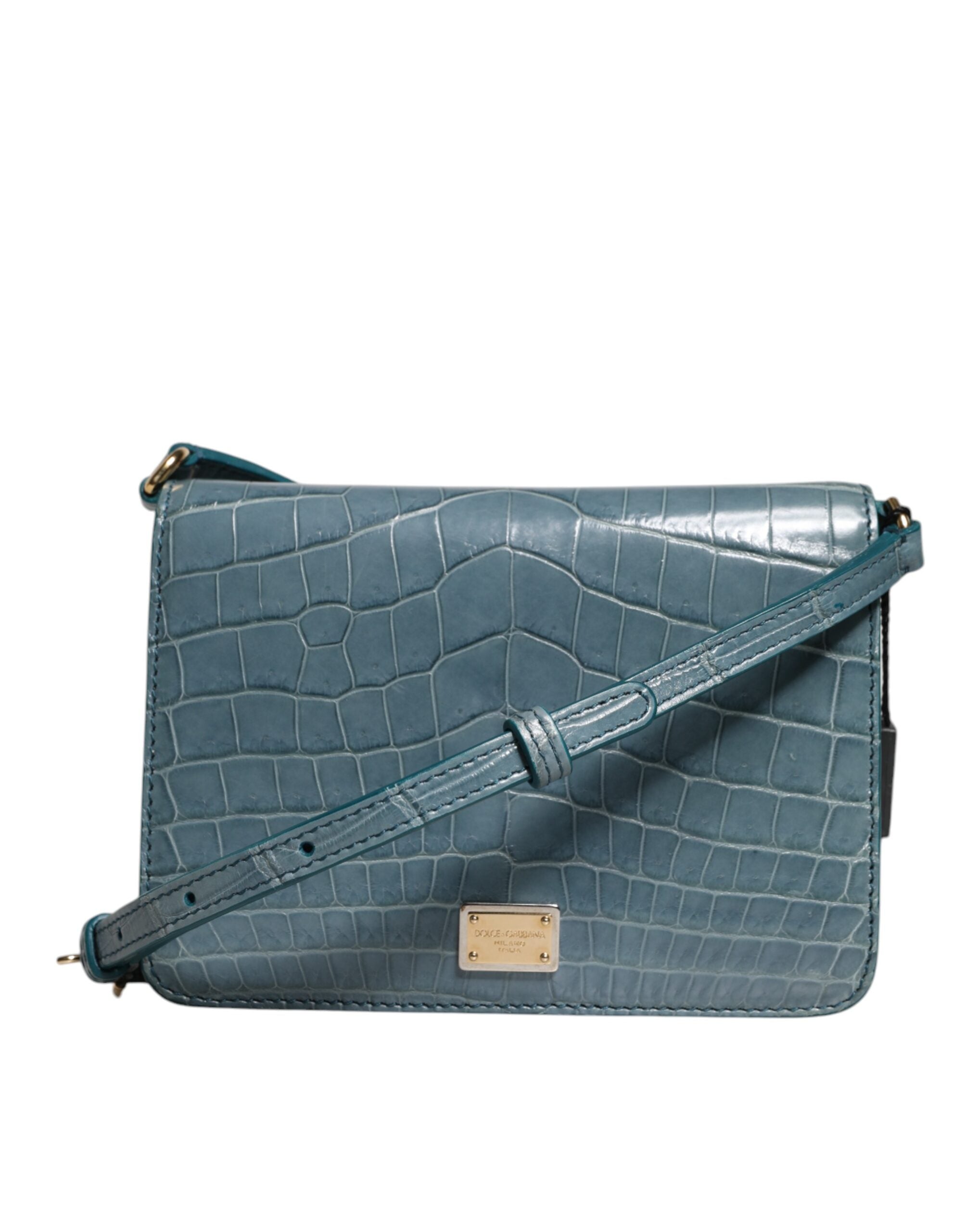 Dolce & Gabbana Green Crocodile and Calf Leather Crossbody Mini Bag