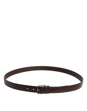 Brown Leather Silver Metal Buckle Belt