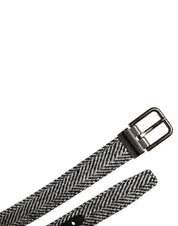 Black White Silver Tone Metal Buckle Belt