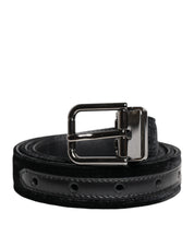 Black Leather Metal Buckle Classic Belt
