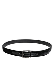 Black Leather Metal Buckle Classic Belt
