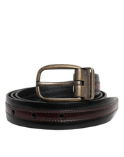 Dolce & Gabbana Black Burgundy Calfskin Buckle Belt