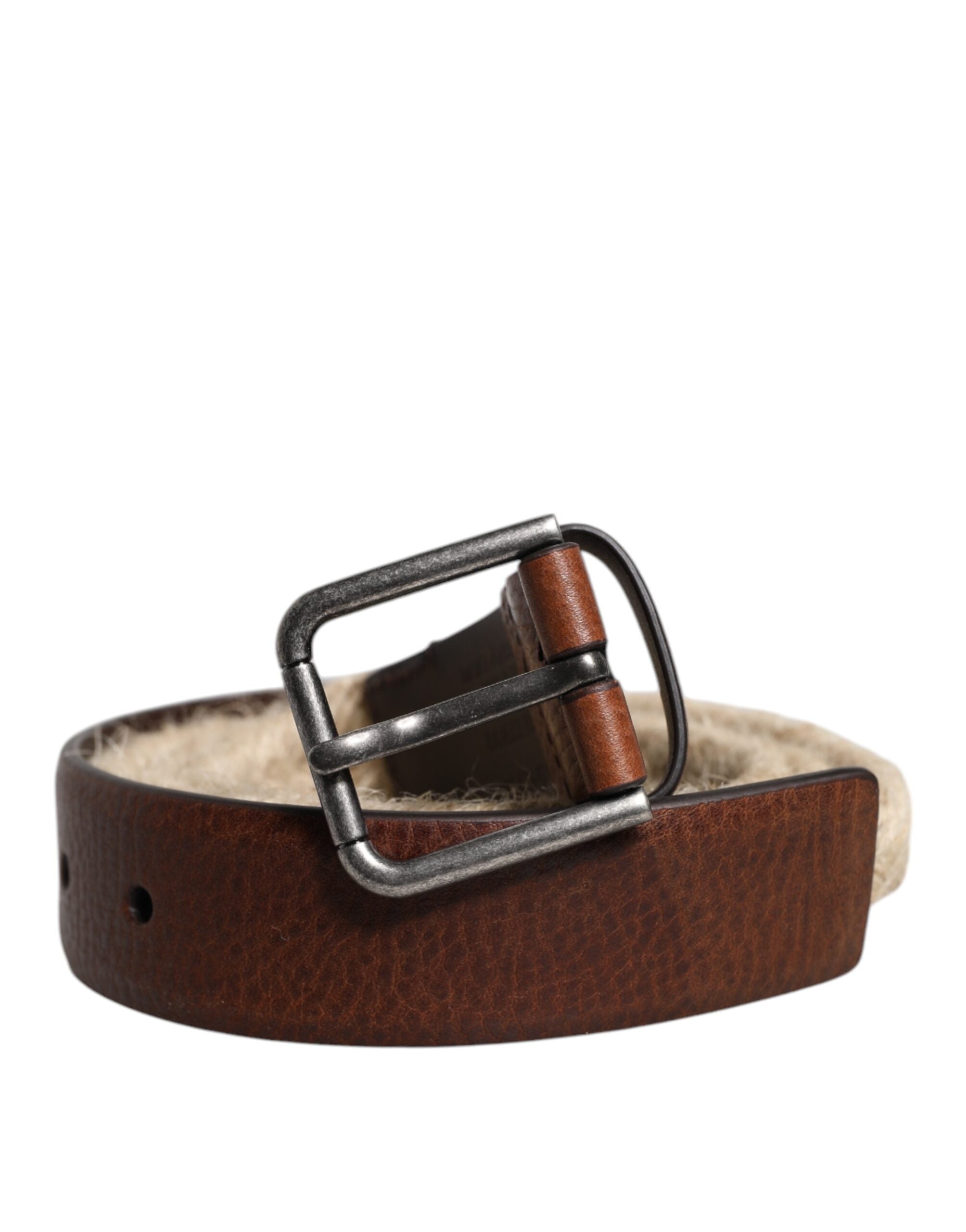 Dolce & Gabbana Brown Jute Leather Belt