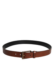 Brown Calf Leather Classic Metal Buckle Belt